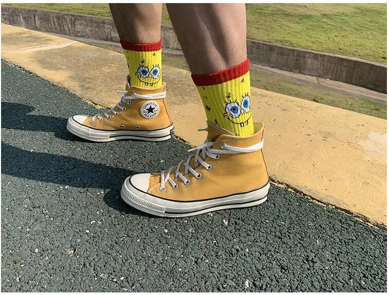 Носки с персонажами мультфильмов забавные мужские носки крутые Harajuku забавные скейтборд повседневные носки модные мужские хлопковые носки 4 пар/кор