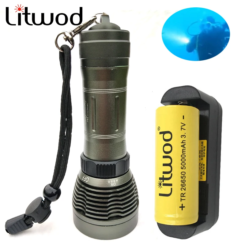 Litwod Z20 D34 подводный XM-L2 U3 T6 5000LM светодиодный фонарик Дайвинг Яркость Водонепроницаемый 80 м белый световой факел - Испускаемый цвет: Option C