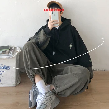 

LEGIBLE Men Hip Hop Print Hooded Hoodies Mens Autumn Harajuku Sweatshirt Male Japanese Streetwear Skateboard Pullover