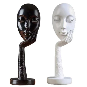 

2 Pcs Modern Human Meditators Abstract Lady Face Character Resin Statues Sculpture Art Crafts Figurine Home Decorative Display,