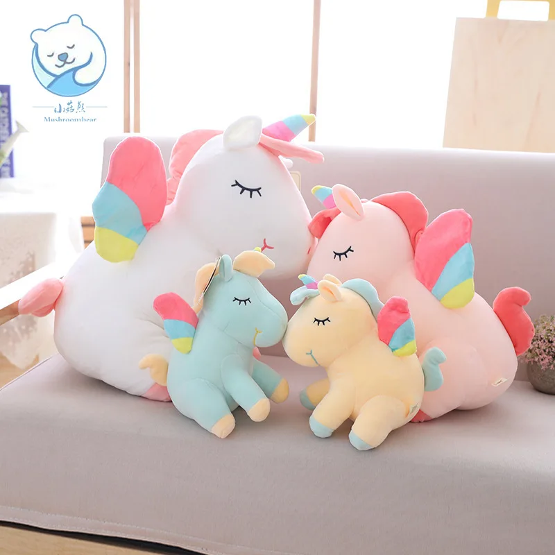 

Small Mushroom Bear Macarons GIRL'S Heart down Cotton Unicorn Doll Color Pony Plush Toy Pillow Doll