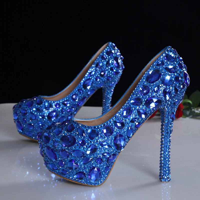 blue rhinestone wedding shoes