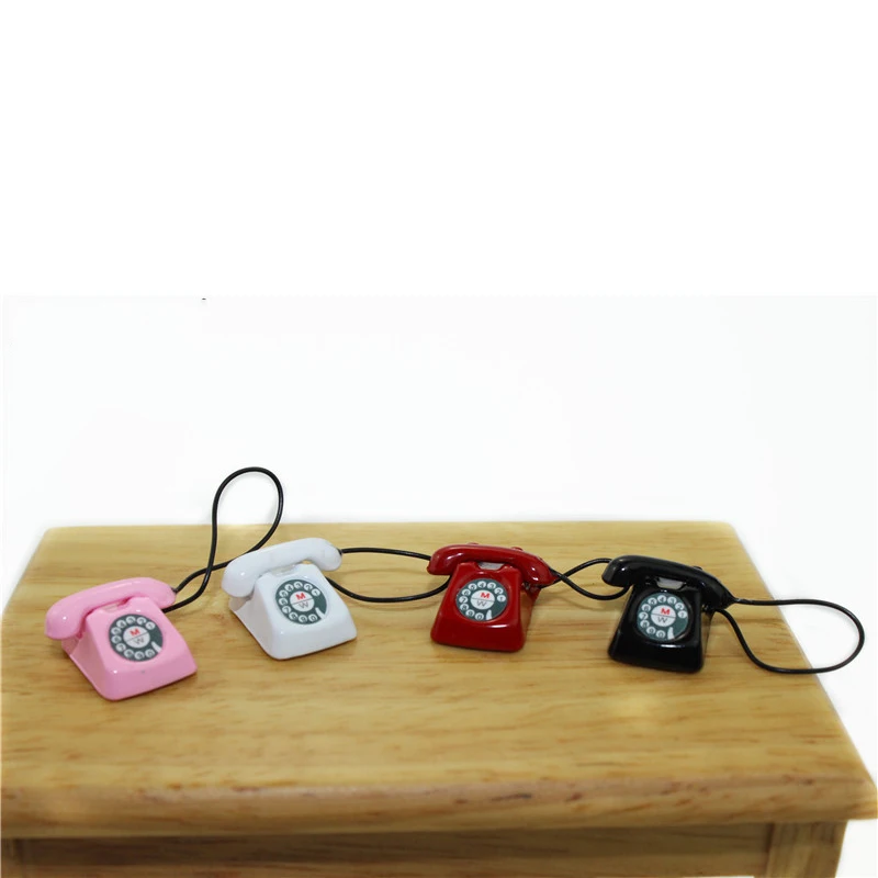 mini Home wired telephone Dollhouse Miniature font b Toy b font Decoration Gift Kid 1 12