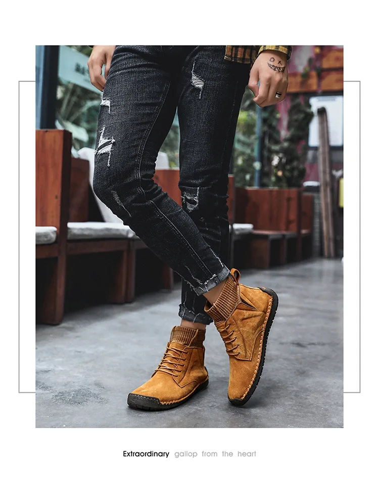 Мужские кожаные ботинки; зимняя теплая обувь; мужские высокие зимние ботильоны; Повседневные Удобные ботинки; Botas Masculina Inverno; H151