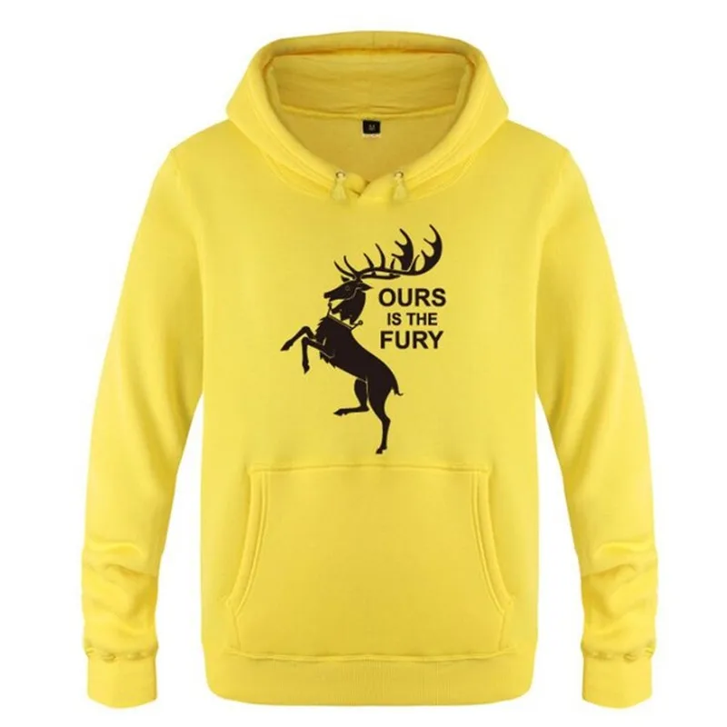 yellow hoodie 11 Мужские толстовки с капюшоном с изображением Игры престолов, дома Баратеона, мужская толстовка с капюшоном, зимняя флисовая мужская толстовка с длинным рукавом, брендовая мужская Толстовка - Цвет: yellow hoodie 11