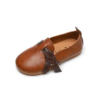 

Spring Girls' Flats Leather Shoes Casual Bow-knot Retro Soft Bottom Slip-on Flats Medium-aged Kids Girls Children Walking Shoes
