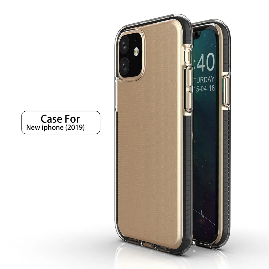 Серый Чехол Mosunx из ТПУ с амортизацией и четырьмя углами для iPhone 11 6,1 дюймов и iPhone 11 Pro 5,8 дюймов Pro Max 6,5 Дюймов - Цвет: Серый