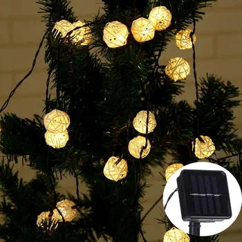 

20/30/50 LED Solar Rattan Ball String Lights Outdoor Holiday Patio Ball Garland Wedding Party Christmas Decoration Fairy Light