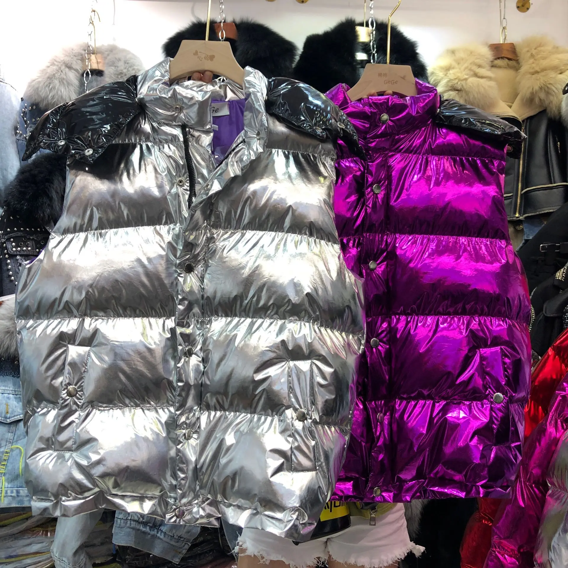 Пуховая парка Серебряный жилет куртка Женская хлопковая стеганая куртка осенне-зимняя Корейская съемная теплая куртка с капюшоном для студентов