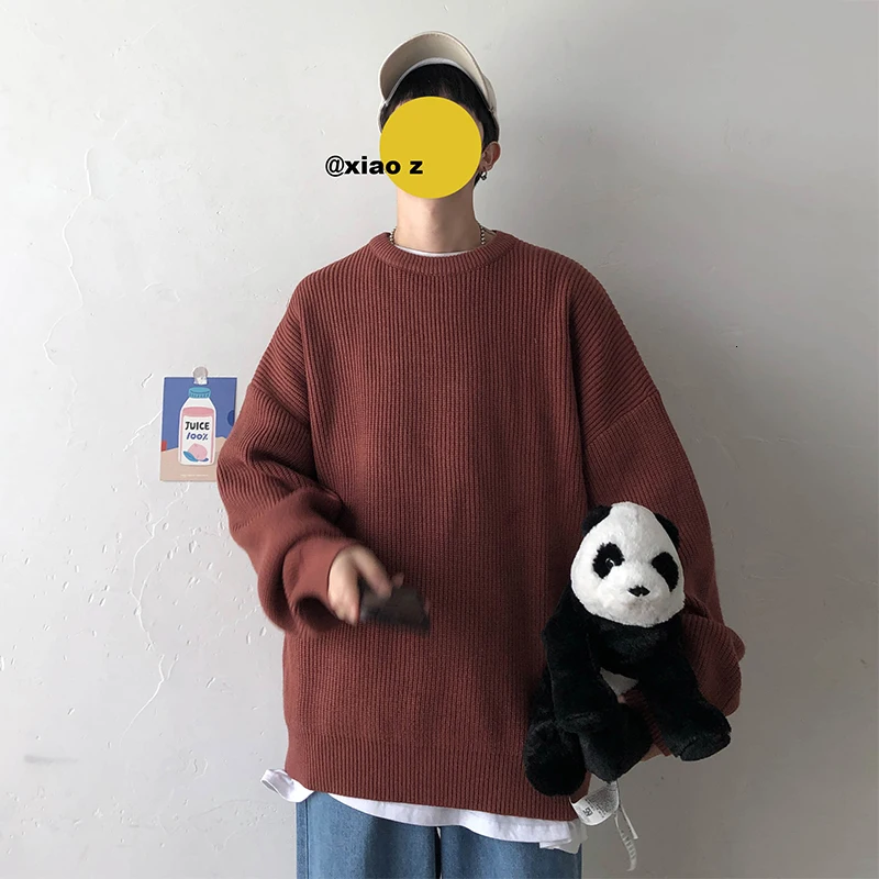 Winter Sweater Men's Warm Fashion Solid Color Casual Knit Pullover Man Streetwear Wild Loose Long-sleeved Pullover Men M-2XL Winter Sweater Men's Warm Fashion Solid Color Casual Knit Pullover Man Streetwear Wild Loose Long-sleeved Pullover Men M-2XL