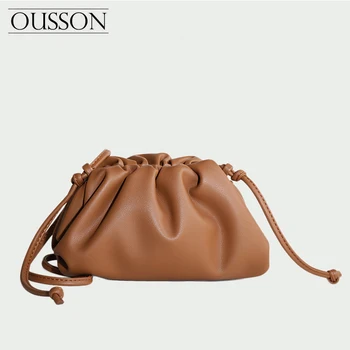 

OUSSON2020 Fashion famous luxury brand style women bags Crossbody The pouch Cloud bag solid handbag split leather clutch cowhide