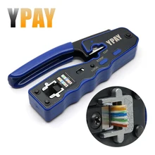 Ypay ez rj45 ferramentas de rede crimper alicates cat5 cat6 8p rg rj 45 ethernet cabo stripper prensagem fio braçadeira pinças clipe rg45 lan