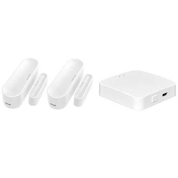 

2 Set Tuya Zigbee Smart Door/Window Garage Sensor & 1 Pcs Cateye Wireless Smart ZigBee 3.0 Gateway Hub
