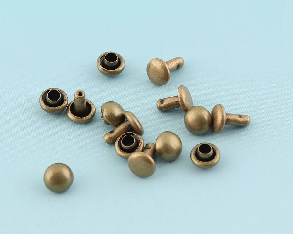 Mini Mushroom Studs Double Cap Rivets 4mm Brass Rivets Round Double