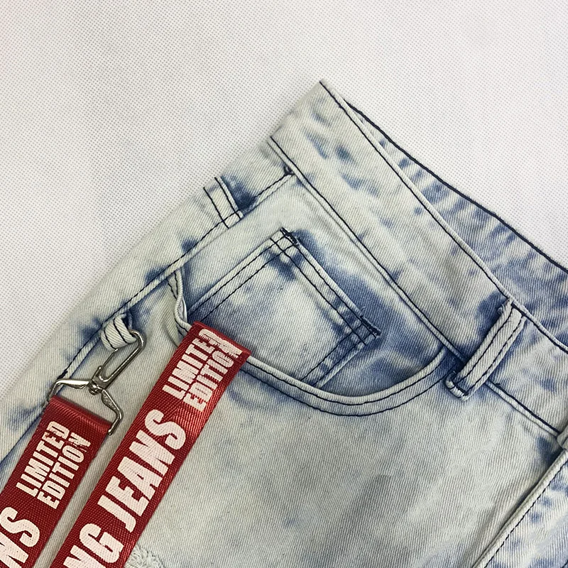 Men Summer Loose Jeans Trousers Trendy Street Men Collocation Design Autumn Straight Pants Ripped Motorcycle Boy Pants men jeans mens jeans jeans trousers denim trousers mens casual trousers