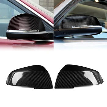 

2pcs Black Rearview Side Mirror Cover Premium Carbon Fiber Material Distinctive Design For BMW F30 3-Series 320i 328i 2012-16