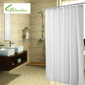 

12 pcs Hooks Polyester Fabric Shower Curtain with Waterproof Plastic Bath Screens Solid Color Eco-friendly Bathroom Curtains