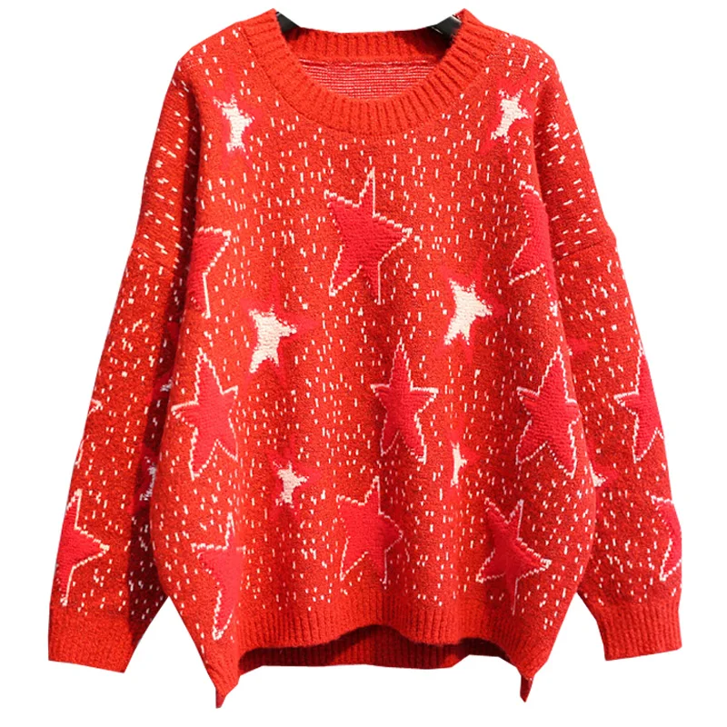 

Crewneck Red New Year Loose Sweater Turtleneck Female Lazy Wind Korean Version Fairy Foreign Style Jacket New 2019