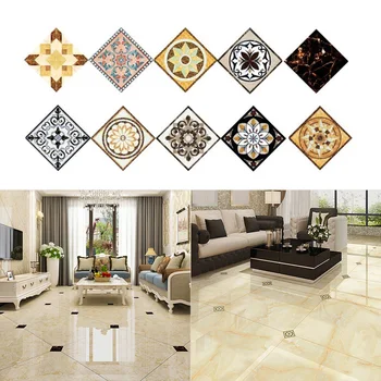 

20Pcs DIY Floor Tiles Diagonal Wall Sticker Desk Kitchen Decoration Art Mural Bathroom Glass Tile Waist Line PVC Wall Decals