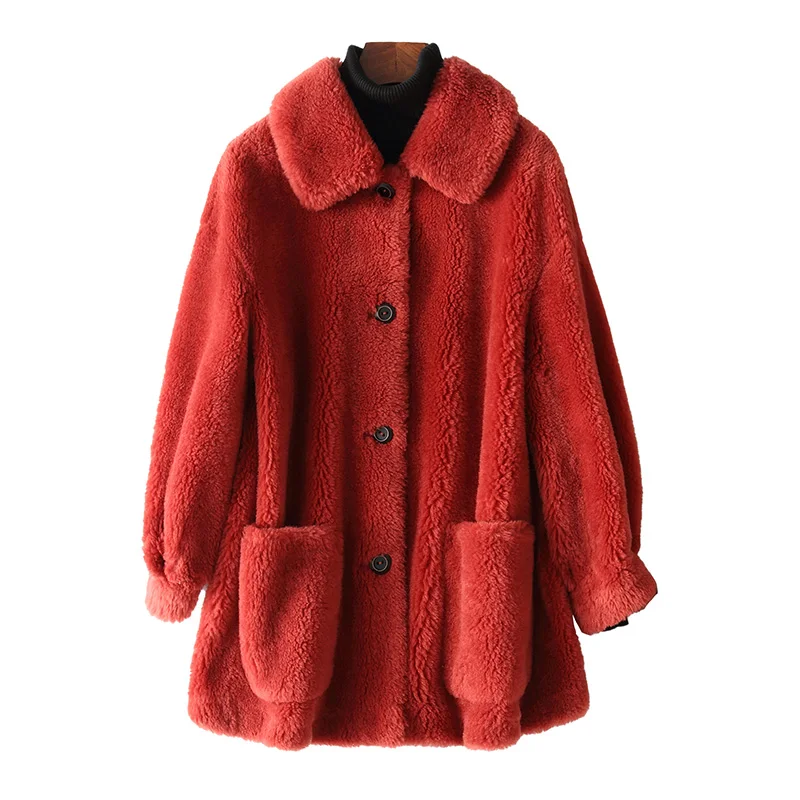 2019 Autumn Winter Real Wool Coats and Jackets Women Real Sheep Shearling Fur Coat Winter Jacket Women Coats A267