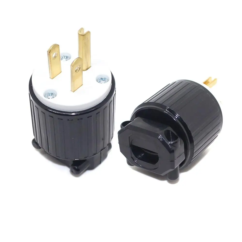

100PCS/lot NEMA 5-15P US American UL Approved Power Plug Adapter Industrial Wiring Electric Male Plug Extension Cord Adaptor