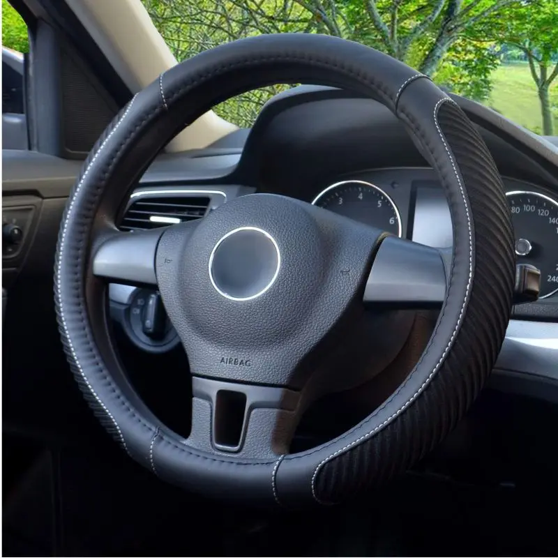Steering Wheel Cover Cartoon Leather Four Seasons Universal Steering Wheel Cover Universal Size 37-39cm,Blue