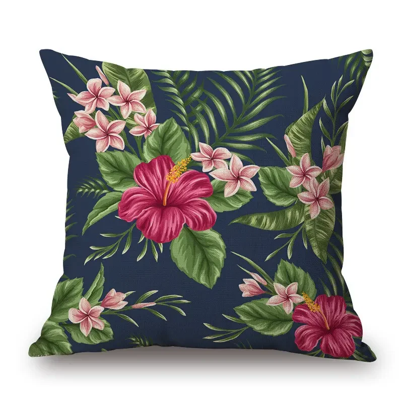 Decorative Throw Pillow Case Fashion Cotton Linen Tropical Plant Flowers Grass Cushion Cover Sofa Home Decor