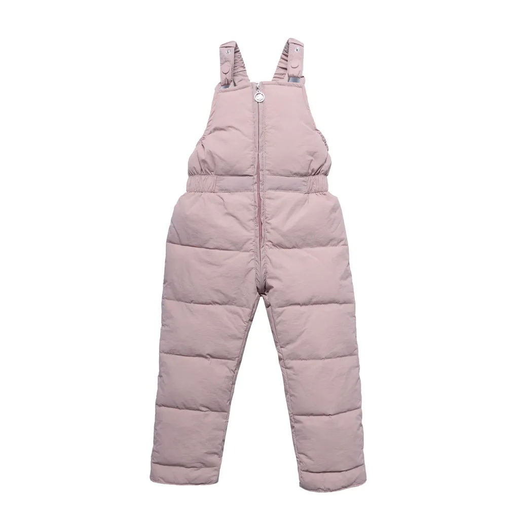 Детские штаны для девочек; леггинсы; хлопковые теплые зимние брюки для малышей; непромокаемые детские потертые брюки на молнии для мальчиков; комбинезоны для малышей - Цвет: Pink