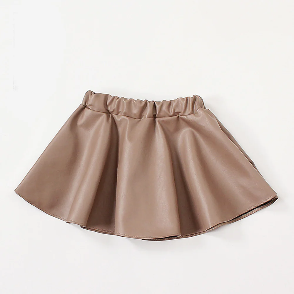 K06597Brown Welaken/юбки для девочек; коллекция года; Одежда для маленьких девочек; юбка из искусственной кожи; весенне-осенняя одежда; юбка-пачка для девочек; детская одежда - Цвет: K06597Brown