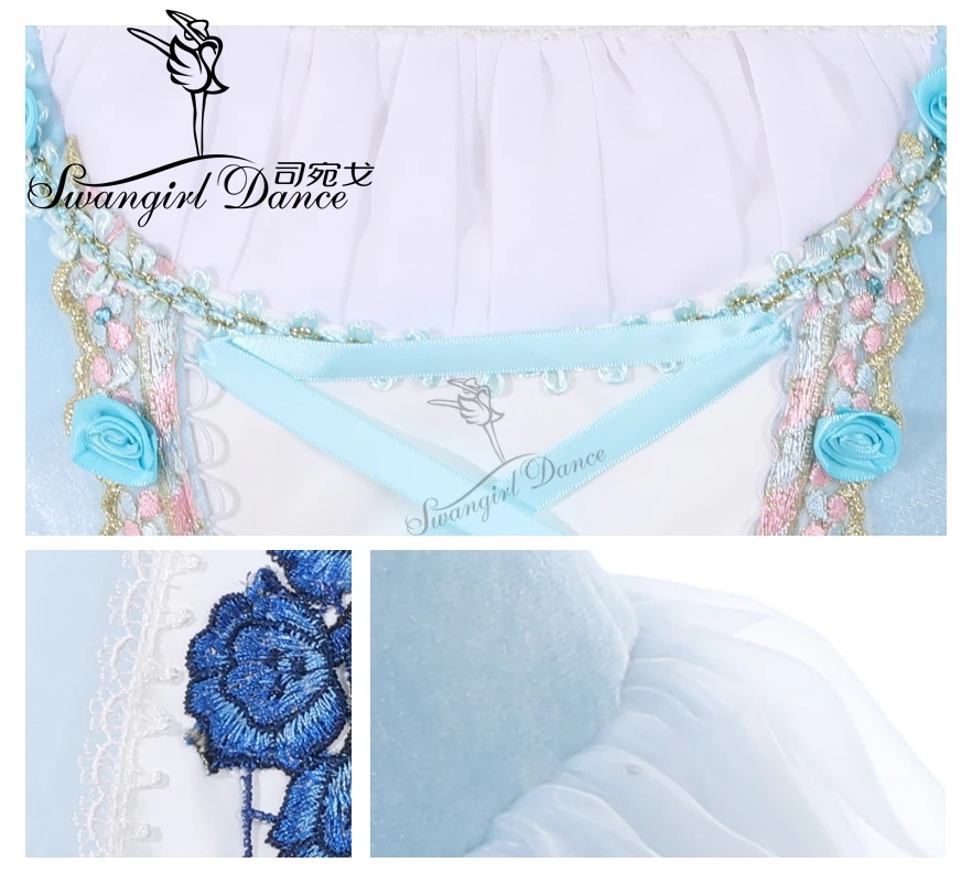 adult blue coppelia professional romantic ballet dress for women giselle ballet stage costume dress BT9239B