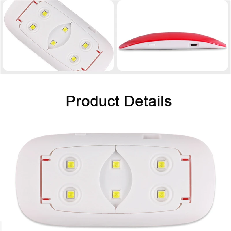 6W Nail Dryer LED UV Lamp Micro USB Cable Gel Varnish Curing Machine Nail Art Tools 5