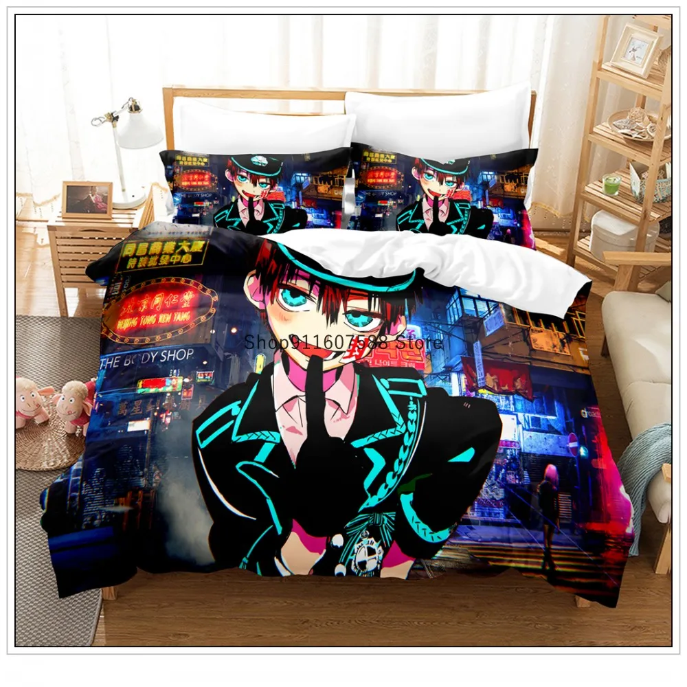 Anime Toilet-Bound Hanako-kun 3D Printed Bedding Set Duvet Covers Pillowcases Comforter Bedding Set Bedclothes Bed Linen satin sheets