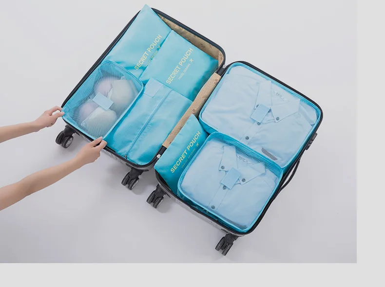 6pcs packing cubes Travel Organizer Bag Clothes Pouch Portable Luggage Suitcase Chic Bags Unisex Use Travel Accessories