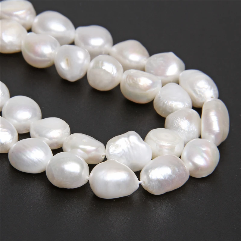 8-9mm Natural Gray Baroque Pearl Loose Beads for Jewelry Making DIY Strand 14''