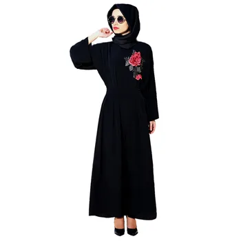 

Muslim Women Islamic Pure Color Embroider Plus Size Middle East Long Dress Kaftan dubai Islamic clothing abayas for women8.8