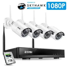 ZOSI 1080P HD Wi Fi Wireless Securityกล้องระบบ4CH 1080P HDMI NVR Kit 4Pcs HD 1.3MPในร่ม/กลางแจ้งIPกล้อง
