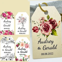 100 pcs/set 3X5cm Personalized Wedding Tags, Labels, Candy Favors Tags, Customized, Birthday, Baptism, Your Photo -Pearl paper