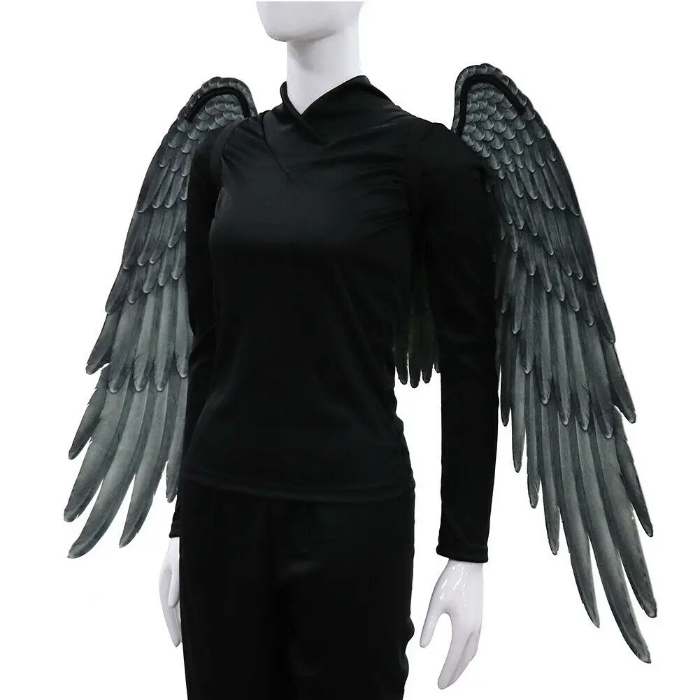 Angel Wings Halloween Mardi Gras Theme Party Cosplay Costume for Adult Kids Women Kids Girls Wings - Цвет: Adults Black