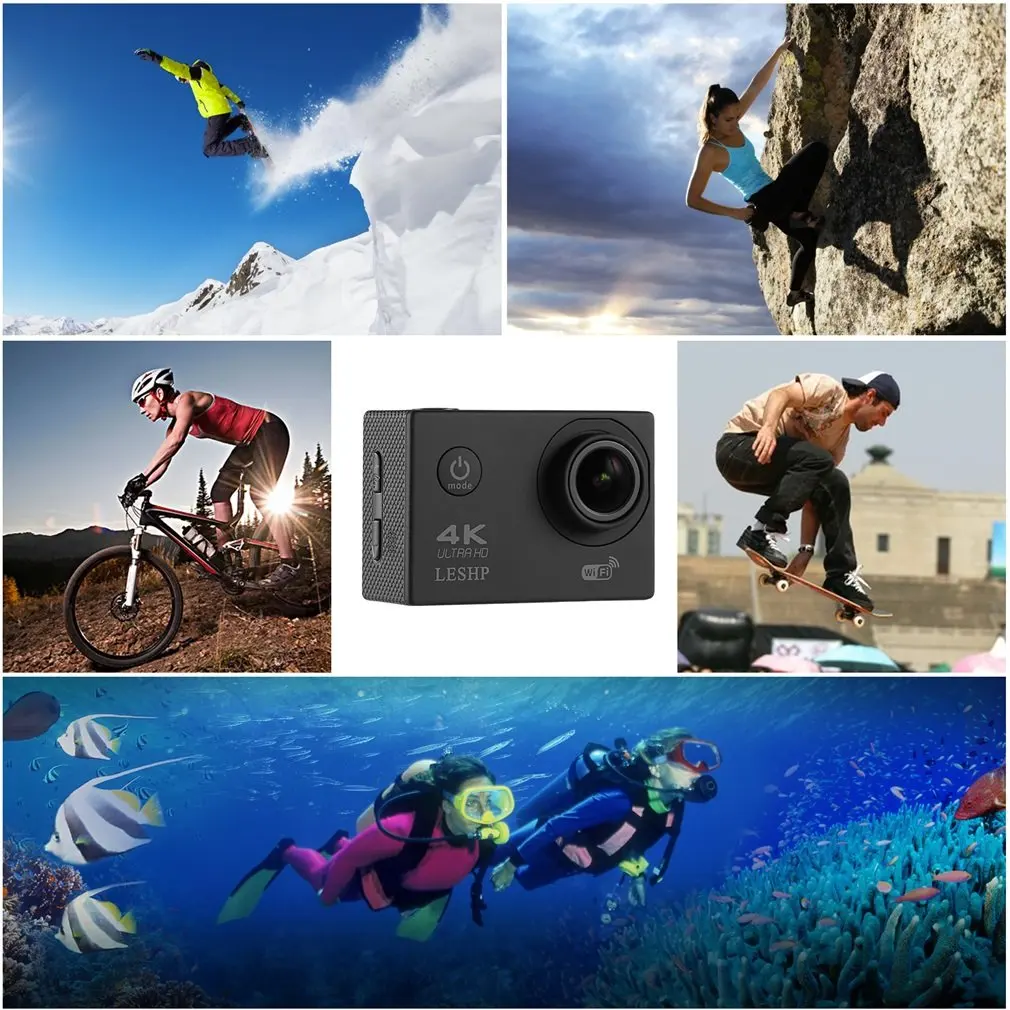 LESHP Ultra HD 4K Спортивная экшн-камера wifi 1080P 16MP+ угол 170 градусов Водонепроницаемая DV видеокамера для спорта на открытом воздухе