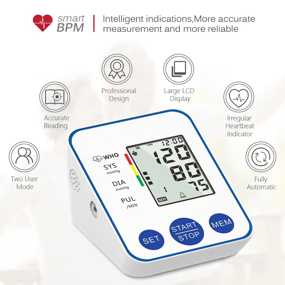 Blood Pressure Monitor Upper Arm Automatic Digital Blood Pressure Monitor Cuff Home BP Sphygmomanometers with Large LCD Display blood pressure monitor,blood pressure meter