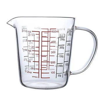 

500Ml Glass Measuring Cup Milk Jug Heat Resistant Glass Cup Measure Jug Creamer Scale Cup Tea Coffee Micro-wave Safe