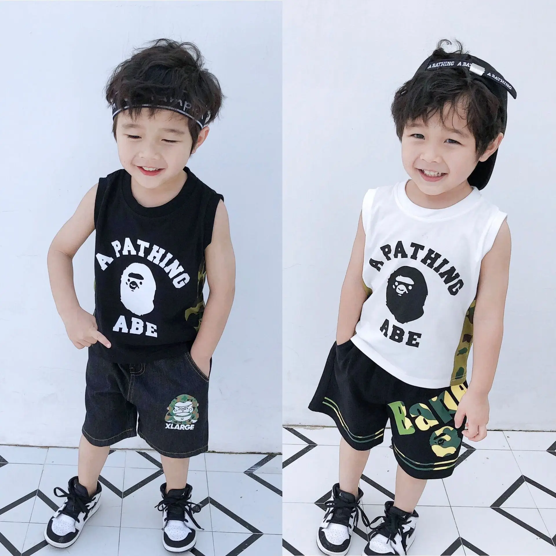 

2019 Summer New Style Japanese-style Popular Brand Childrenswear Men And Women Children Ape Head Joint Camouflage Sleeveless Ves