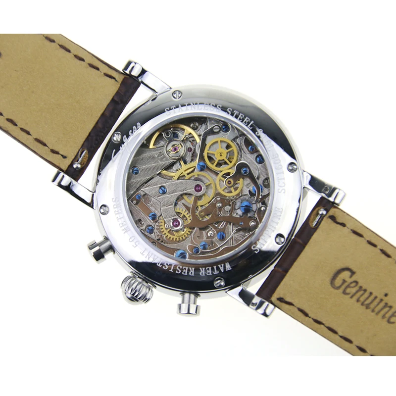 Seagull movement st1908 compliation Moon Phase хронограф дат Лук Корона выставка задняя рука ветер механические часы M199S