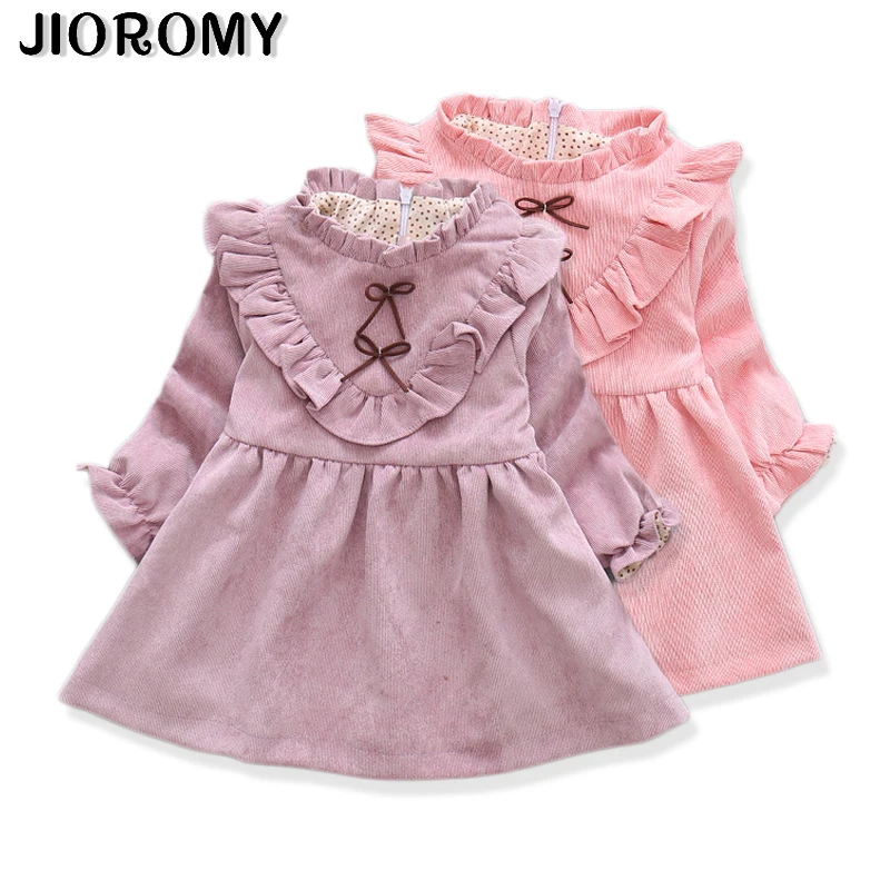 Платье для девочек JIOROMY k1 осеннее с длинным рукавом бантом маленьких принцесс