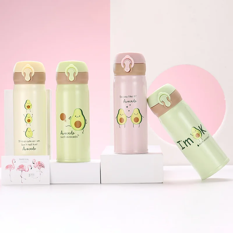 

Hot Selling Online Celebrity Avocado Fresh Bomb Cover Insulated Cup Cartoon Bounce Cup Hipster Fashion Cute Water Cup