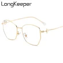 Longkeperer полигон анти голубой свет очки женские стильные очки для компьютера женские металлические прозрачные линзы оправа для очков