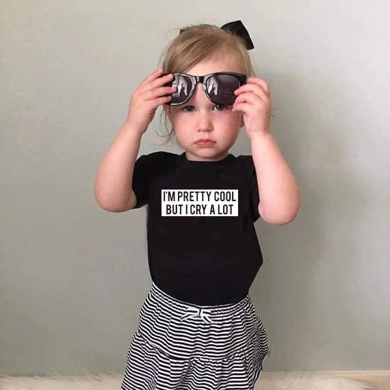 Детская футболка с надписью «I'm Pretty Cool But I Cry A Lot», детские летние футболки с короткими рукавами футболка с графикой для мальчиков и девочек модная одежда