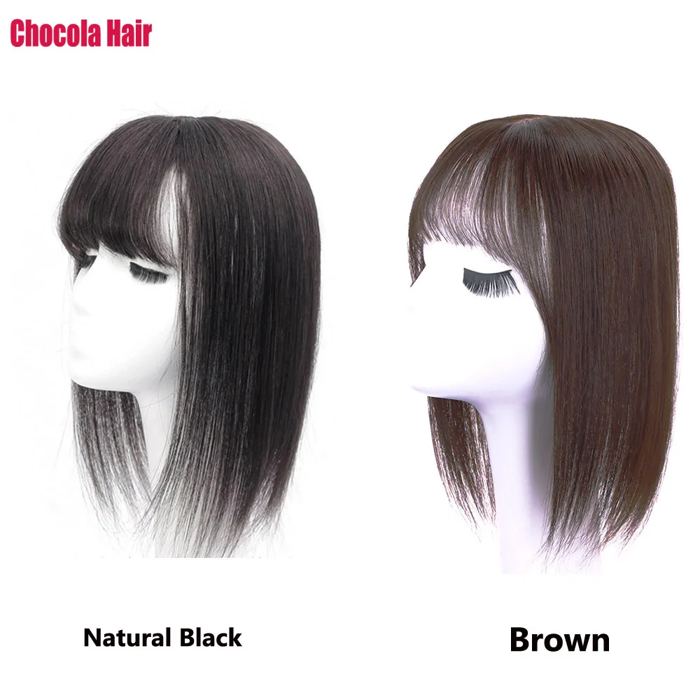 human hair toppers with bangs