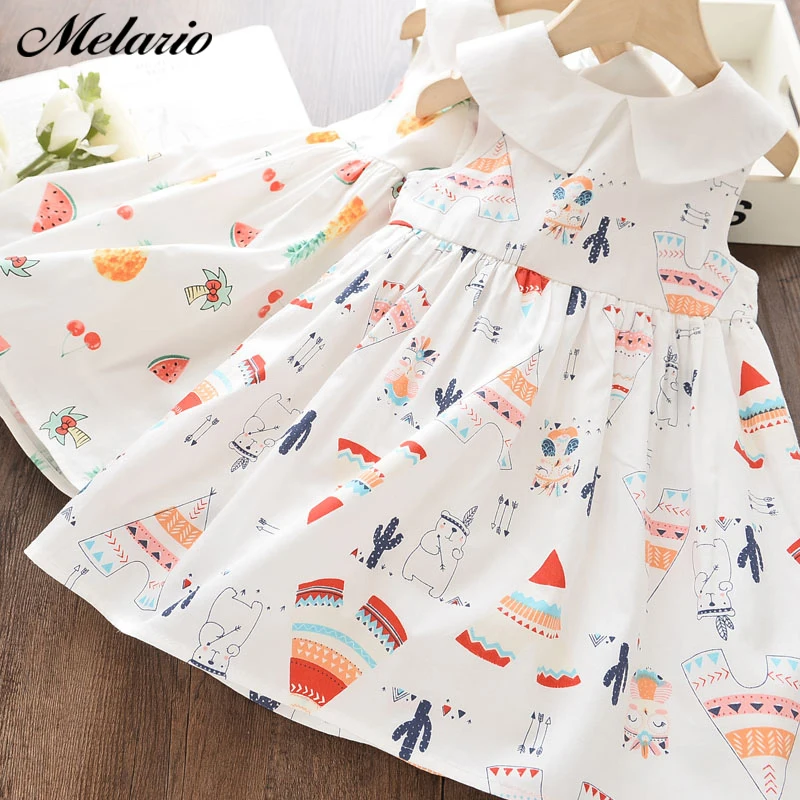 

Melario Printing Girls Dresses Casual Fruit Pattern Little Girls Dress Peter Pan Collar Vest Dress Cartoon Kids Clothes Costume
