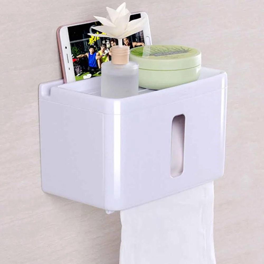 Waterproof Bathroom Tissue Box Plastic Bath Toilet Paper Holder Wall Mounted Paper Storage Box Double Layer